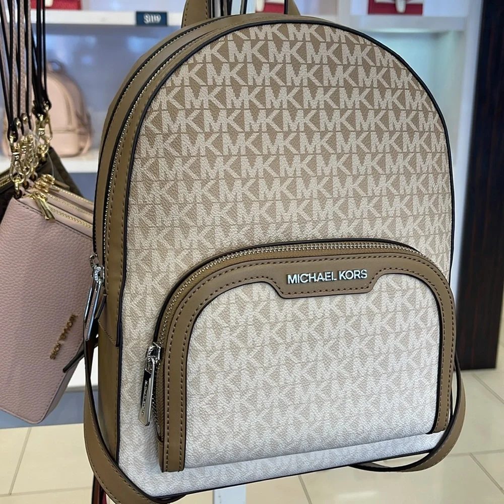MICHAEL KORS Jaycee Medium Ombré Signature Logo Backpack Husk NWT